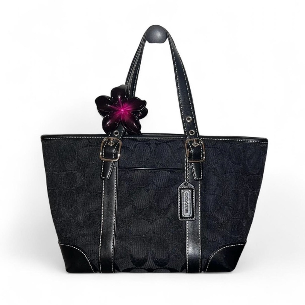 Vintage Coach 6043 Mini Signature Black Monogram Tote Bag / Satchel